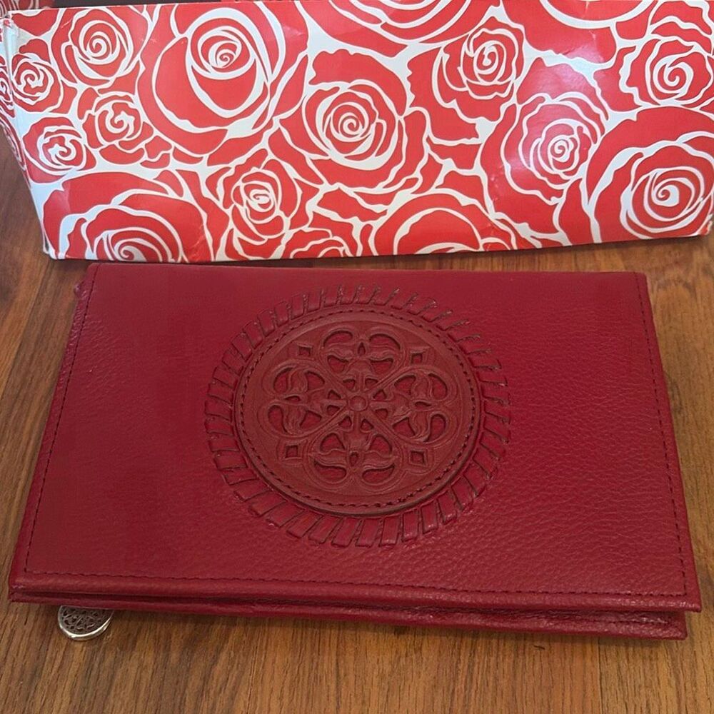 New w box Brighton red leather Ferrara Folio wallet